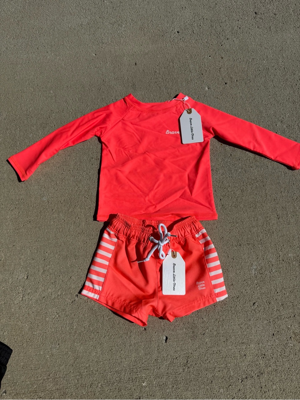 Kids Coral Long-Sleeve Swim Rashguard Set